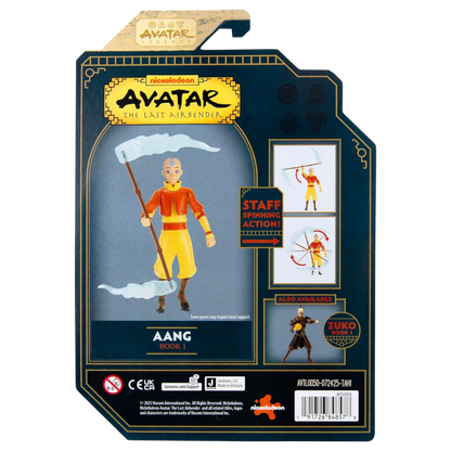 Jazwares Avatar: The Last Airbender - Aang (Libro Uno) Figura de Acción 4.5" con Bastón y Efectos