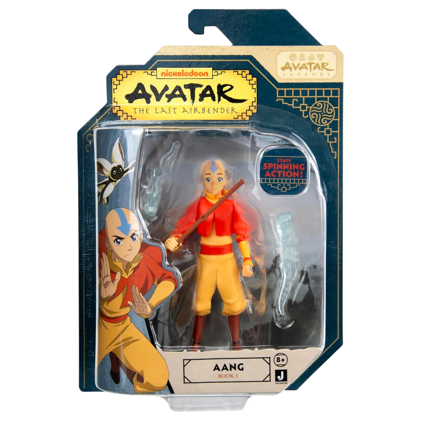 Jazwares Avatar: The Last Airbender - Aang (Libro Uno) Figura de Acción 4.5" con Bastón y Efectos